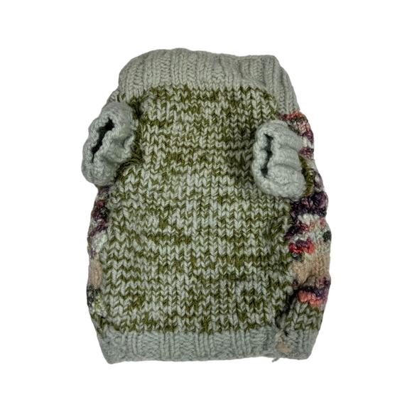Handmade Hand Knit Dog Sweater Small Purple Gray Green Cozy Warm Pet Puppy - Picture 2 of 3